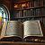 Post: The images depict a series of open books, each illuminated by flickering candlelight in dimly lit...